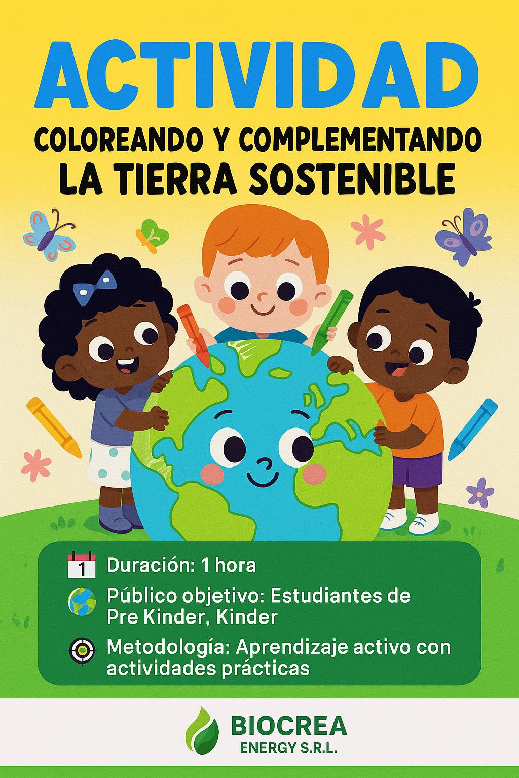 Actividad Coloreando y Complementando la Tierra Sostenible Kinder Pre Kinder