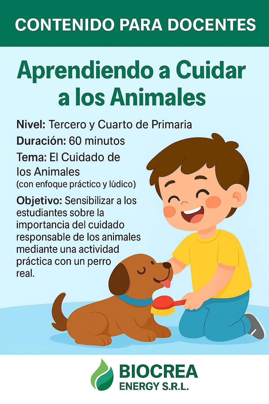 Contenido Actividad cuidado de los Animales tercero y Cuarto de Primaria